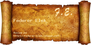 Federer Elek névjegykártya